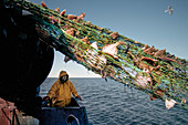 Fisherman Hauling Dragger Net