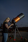 Amateur Astronomer Gazing at Stars