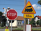 Railroad Crossing Sign,Poland