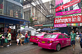 Pink taxi cabs in Bangkok,Thailand