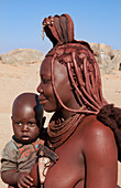 Himba Tribe Woman with Son,Namibia