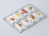 Junk Food in a Pill Pack,illustration