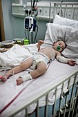 Baby boy in hospital with pneumonia