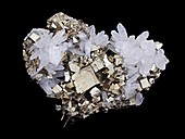 Pyrite and quartz,crystalline