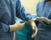 Surgeon preparing for surgery