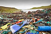 Plastic rubbish washed ashore