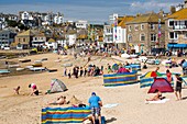 Holiday makers St Ives beach,UK