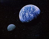 Artwork of Earth and Moon