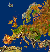 Map of Europe in relief