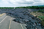 Solidified volcanic lava flow