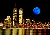 Full moon over Manhattan,New York,USA
