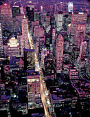 Aerial view of Midtown Manhattan buildings