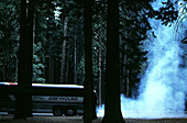 Diesel fumes from bus in Yosemite National Park