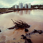 Oil-polluted river,New Orleans,USA
