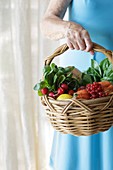 Basket of fresh fruit and vegetables