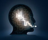 Human head in shape of maze,illustration