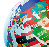Globe with national flags,illustration