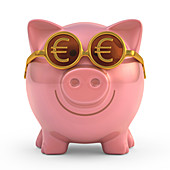 Piggy bank with sunglasses,illustration