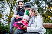 Family using digital tablet