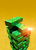 Green blocks with circuit boards