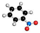 Nitrobenzene molecule,illustration