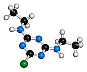 Simazine herbicide molecule,illustration