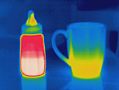 Thermogram of a baby bottle and coffee cup