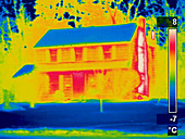 A thermogram of a home in winter