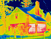 A thermogram of a home in winter
