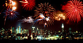 Fireworks seen over New York City skyline