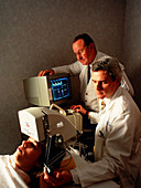 Patient undergoing transcranial doppler scan