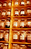 Jars of herbs used in Chinese medicine