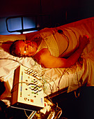 Patient wired for sleep research study
