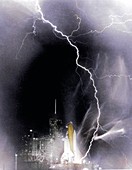 Challenger struck by lightning,1983