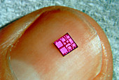 Intgrated circuit chip on tip of finger