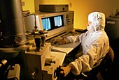 Chip clean-room technician & electron microscope
