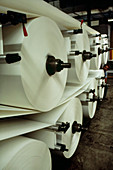 Rolls of paper at envelope factory