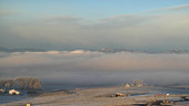 Winter morning fog bank, timelapse