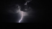 Multiple lightning strikes at night