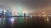 Shanghai riverside at night, time-lapse