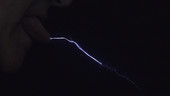Tesla coil sparking with tongue