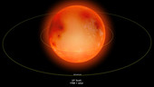 Sun compared with giant star UY Scuti