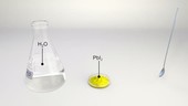 Insoluble compound in water, animation