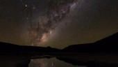 Milky Way reflected in lake, timelapse