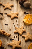 Star-shaped ginger Christmas biscuits
