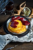 Pancakes with plums