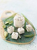 Vegan macadamia nut and cashew nut cheese with pepper