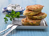 Speedy sweetcorn fritters with herb cream cheese