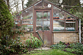 Vintage greenhouse in garden