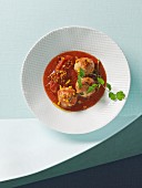 Chicken and tofu polpetti meatballs in tomato sauce